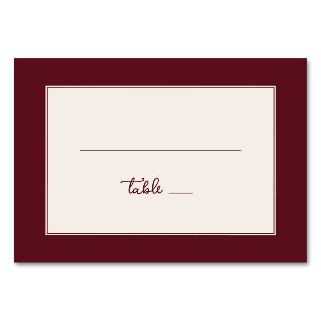 Elegant Maroon Minimalistisk Bordsuppställning Bordsnummer (Framsidan)