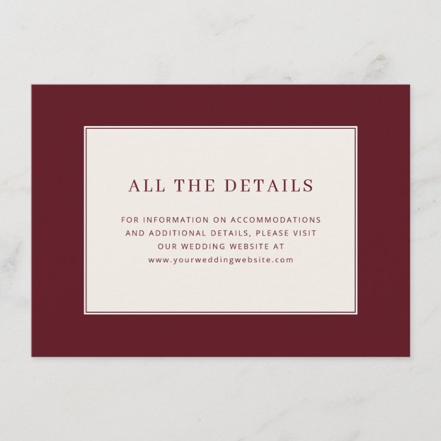 Elegant Maroon Minimalistisk Kort (Framsida)