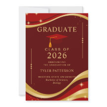 Elegant Maroon och Gold College Graduation Party