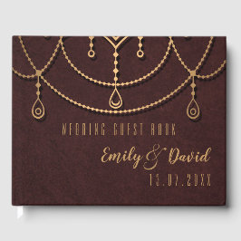 Elegant Maroon Red Indian Traditional Design Gästböcker