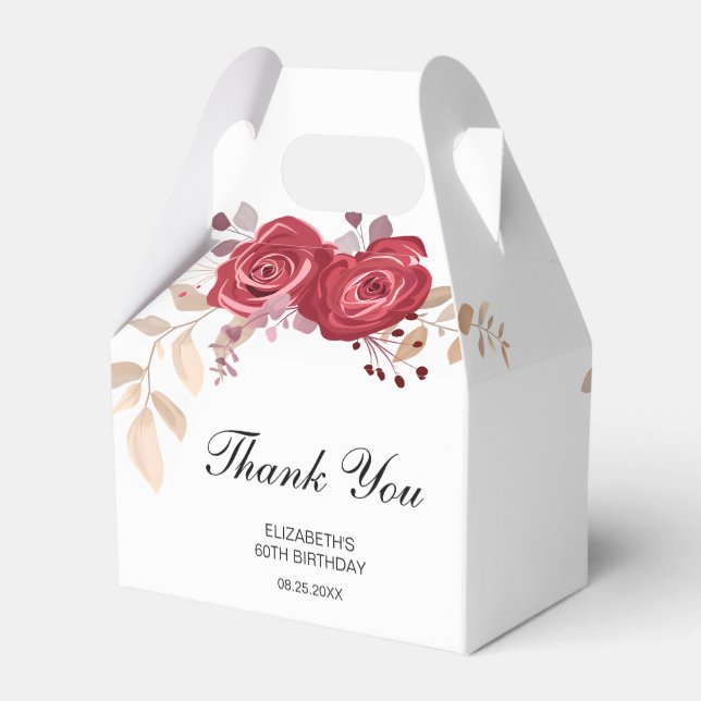 Elegant Maroon Ro Blommigt Greenery Birthday Presentaskar (Baksidan Sidan)