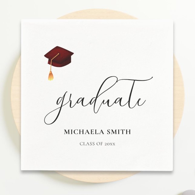 Elegant Maroon Student Cap Studentfest Pappersservett (Skapare uppladdad)