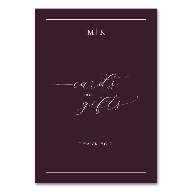 Elegant Maroon Typographic Thank You Card Bordsnummer (Framsidan)