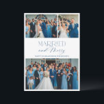 Elegant Married and Merry 3 Photo Collage Julkort<br><div class="desc">This card features 3 photos with your personalization on the front,  and your optional personalized text on the back. along with one more photo.  Use the template form to add your custom text and photos to both sides of the card.</div>