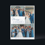 Elegant Married and Merry Photo Collage Julkort<br><div class="desc">This card features 3 photos with your personalization on the front,  and your optional personalized text on the back. along with one more photo.  Use the template form to add your custom text and photos to both sides of the card.</div>
