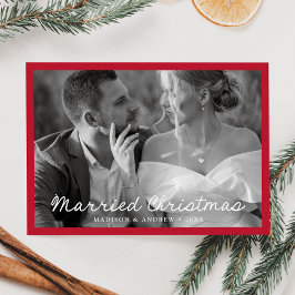 Elegant Married julskript Red Photo Julkort