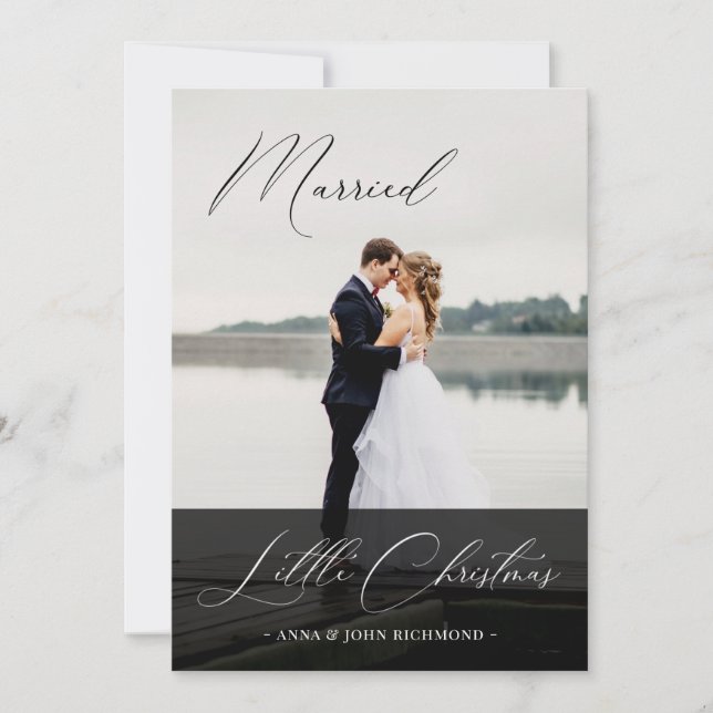 Elegant Married Little jul Calligraphy Photo Inbjudningar (Framsida)