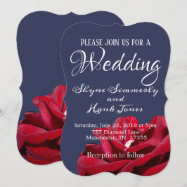 Elegant Marsala Burgundy Blommigt Navy Blue Bröllo Inbjudningar