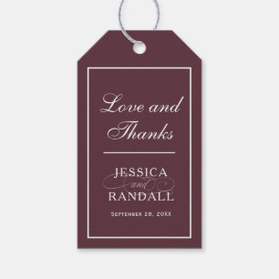 Elegant Marsala Burgundy Red Wedding Favor Presentetikett
