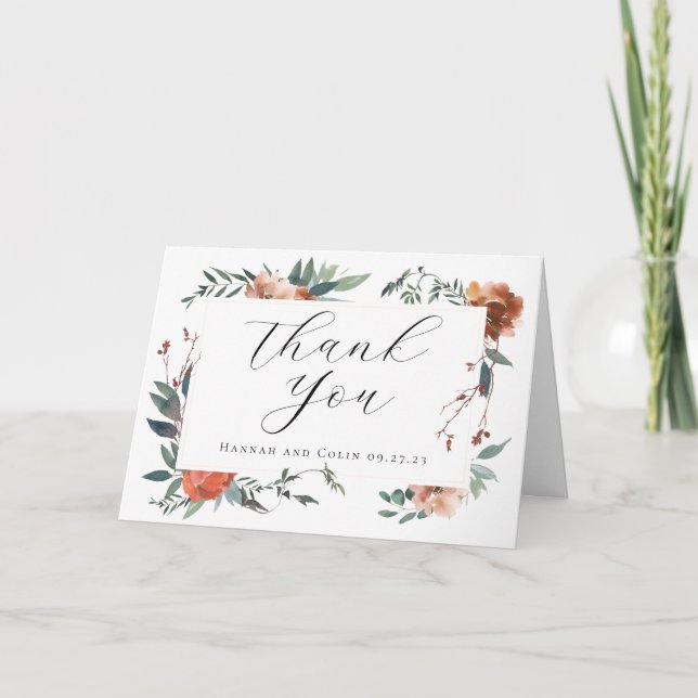 Elegant Marsala Peach Botanical Garden Tack Kort (Framsida)