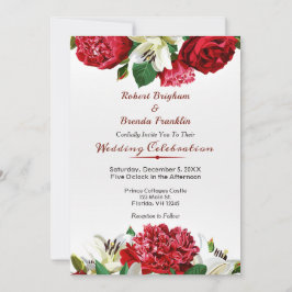 Elegant Marsala Ro Blommigt Bröllbjudanden Inbjudningar