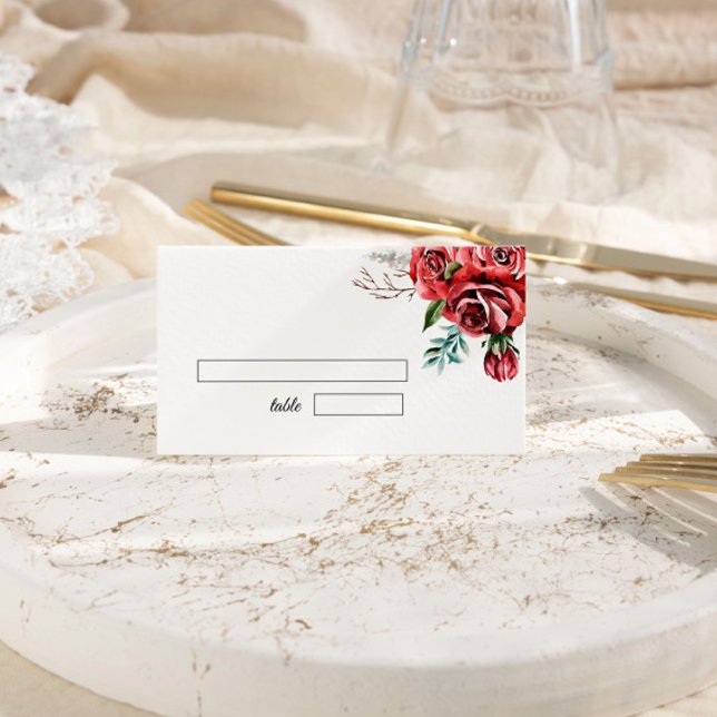Elegant Marsala Röd ros Rustic Bröllop Placeringskort (Skapare uppladdad)