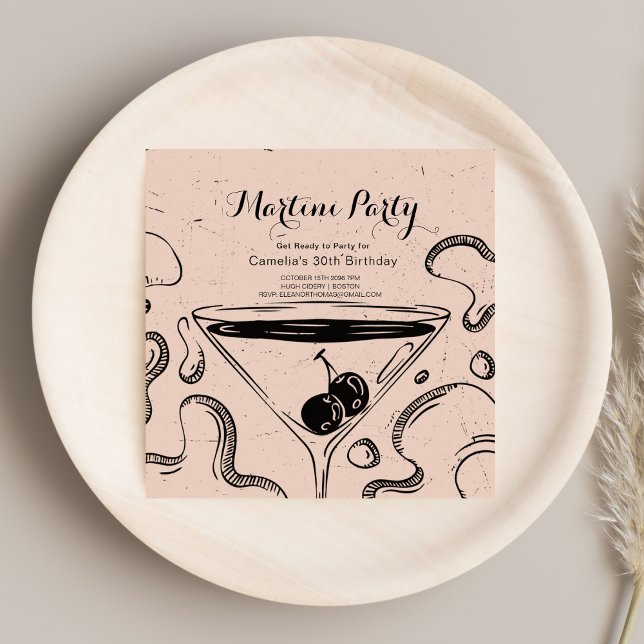 Elegant Martini Drinks Vuxen Födelsedagsfest Vuxen Inbjudningar (Skapare uppladdad)