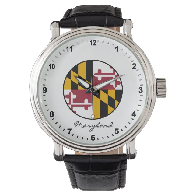 Elegant Maryland Watch & Maryland Flagga / USA Armbandsur (Framsida)