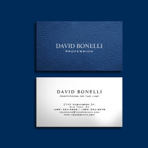 Elegant Masculine Blue Leather Professionell Visitkort