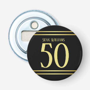Elegant Masculine Guld & Black Birthday Flasköppnare