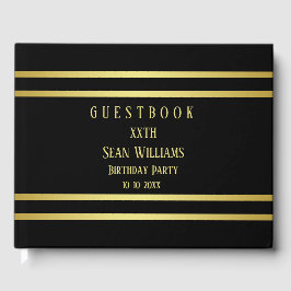 Elegant Masculine Guld & Black Birthday Gästböcker