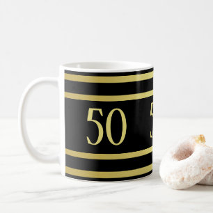 Elegant Masculine Guld & Black Birthday Kaffemugg