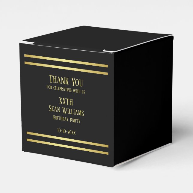 Elegant Masculine Guld & Black Birthday Presentaskar (Framsidan Sidan)