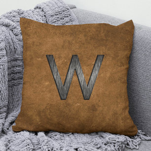 Elegant Masculine Personlig Monogram Tan Brown Kudde