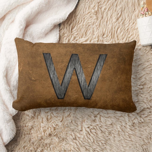 Elegant Masculine Personlig Monogram Tan Brown Lumbarkudde (Filt)
