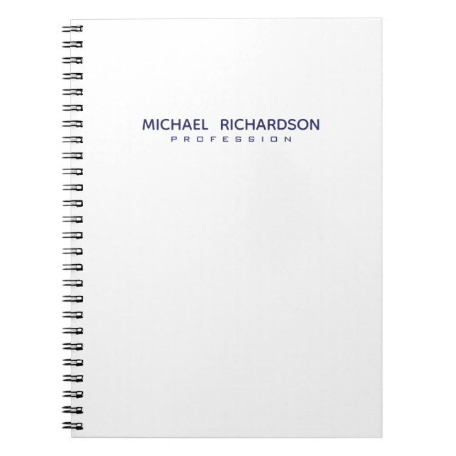Elegant Masculine White Blue-Personlig bärbar dato Anteckningsbok (Framsidan)