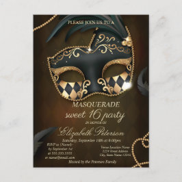 Elegant maskerad Sweet 16 Inbjudan Vykort