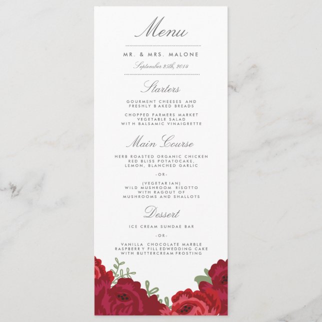 Elegant Mason Burk Bröllop Menu Meny (Framsida)