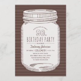 Elegant Mason Burk Rustic 90:e Födelsedagsfest Inbjudningar