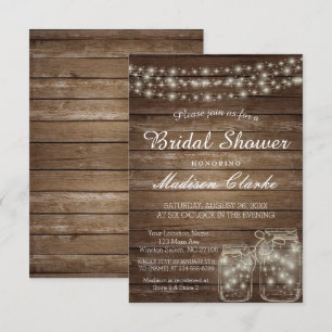 Elegant Mason Burk Rustic Wood Möhippa Card Inbjudningar