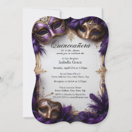 Elegant Masquerad Quinceañera i Lila och Guld