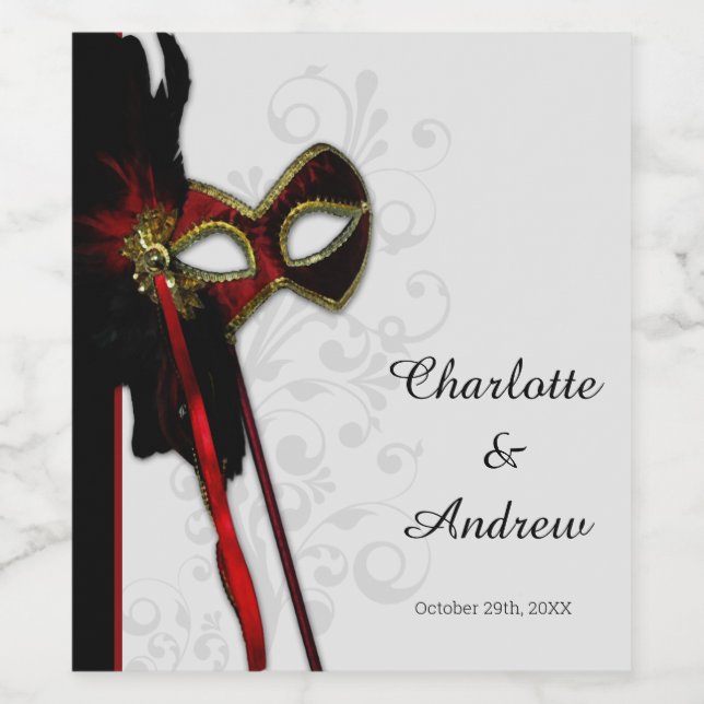 Elegant Masquerad Vinflaska Etikett (Singel etikett)