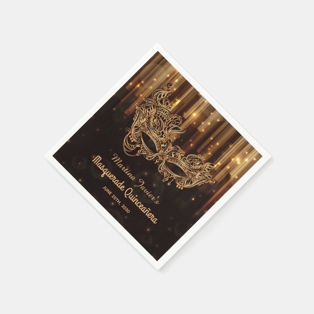 Elegant MasqueraQuinceañera 15:e födelsedagen Pappersservett (Hörn)