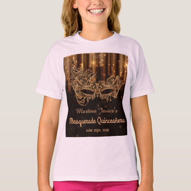 Elegant MasqueraQuinceañera 15:e födelsedagen T Shirt (Framsida)