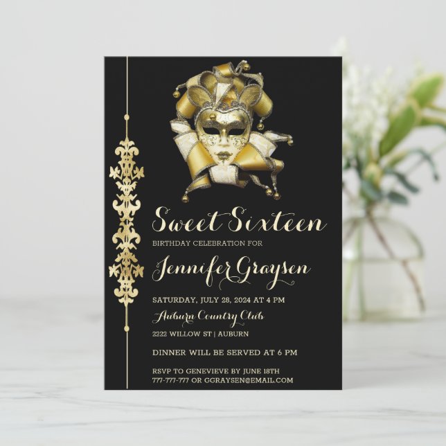 Elegant Masquuppad Boll Birthday-inbjudan Inbjudningar (Stående Fram)
