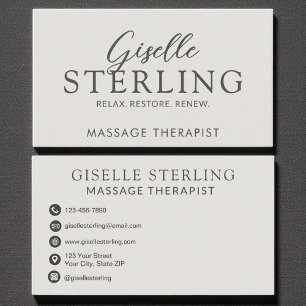 Elegant Massage Therapist Luxury Modern Script Visitkort