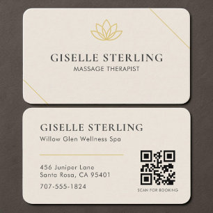 Elegant Massageterapeut Neutral Beige QR-kod Visitkort