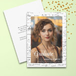 Elegant Mathematics Photo College Graduation Meddelande<br><div class="desc">Elegantens graderingsfotomeddelande med svart och vit bakgrund av matekvationer och formler. Illustrerad och designad av Patricia Alvarez.</div>