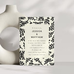 Elegant Matisse Botanical Black White Bröllop Inbjudningar<br><div class="desc">Elegant Boho Matisse Botanical Shapes Mönster in Black and White Wedding bjudande</div>