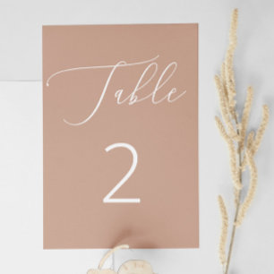 Elegant Matt Persika Beige Minimalistisk Bröllop Bordsnummer