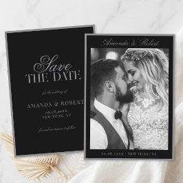 Elegant Matte Black Old Money Photo Wedding Spara Datumet