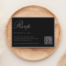 Elegant Matte Black Old Money QR Code Wedding