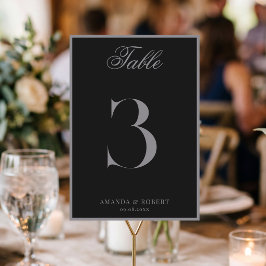 Elegant Matte Black Old Money Wedding Bordsnummer