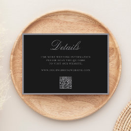 Elegant Matte Black QR Code Details Wedding Tilläggskort