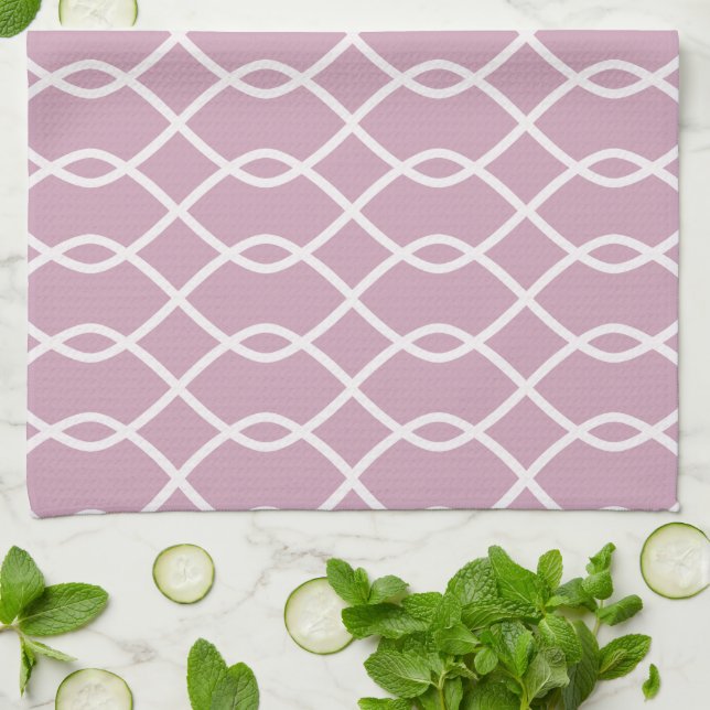 Elegant Mauve Abstrakt Wave Mönster Kitchen Towel Kökshandduk (Vikta)