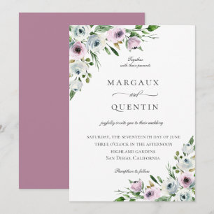 Elegant Mauve Blommigt Bröllop Inbjudningar