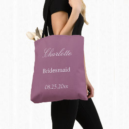 Elegant Mauve Bridesmaid Tote Bag Tygkasse