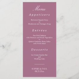 Elegant Mauve Bröllop Menu Meny