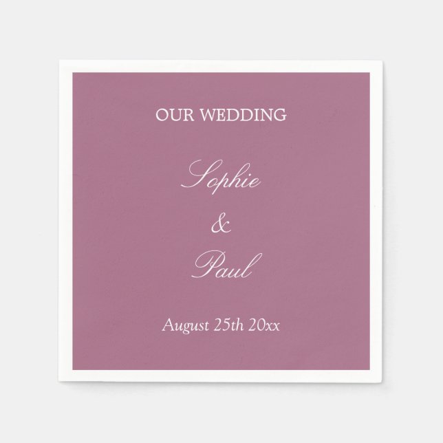 Elegant Mauve Bröllop Napkins Pappersservett (Framsidan)