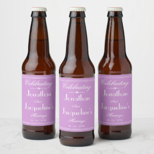 Elegant Mauve Bröllop Personlig Chic Modern Ölflaska Etikett